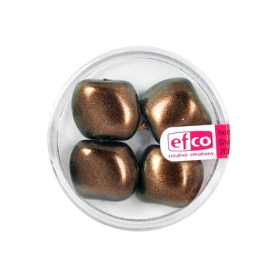 Стъклени перли, металик, 13x15 mm, 4 бр., медни