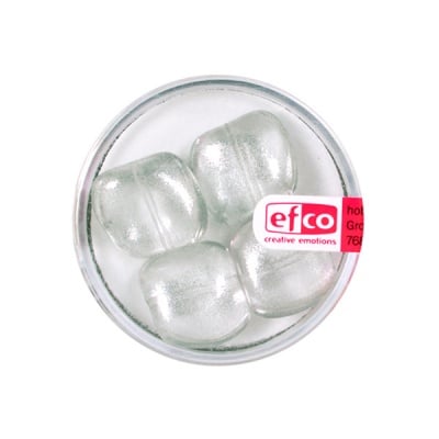 Стъклени перли, металик, 13x15 mm, 4 бр., прозрачно-сребристи