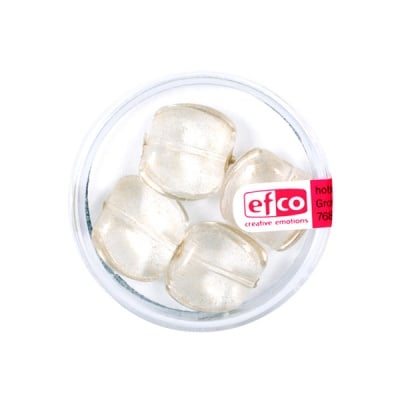 Стъклени перли, металик, 13x15 mm, 4 бр., прозрачно-златисти