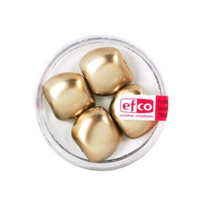 Стъклени перли, металик, 13x15 mm, 4 бр., златисти