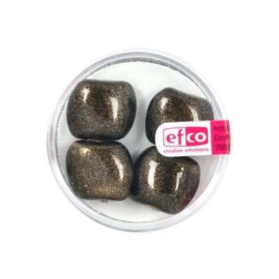 Стъклени перли, металик, 13x15 mm, 4 бр., златисто черни