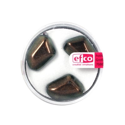 Стъклени перли, металик, 18x13 mm, 3 бр., медни