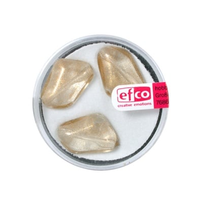 Стъклени перли, металик, 18x13 mm, 3 бр., прозрачно-златисти