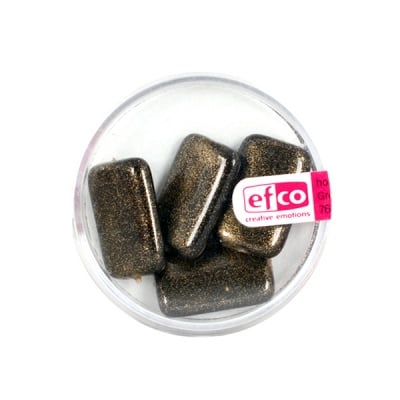 Стъклени перли, металик, 19x12 mm, 4 бр., златисто черни