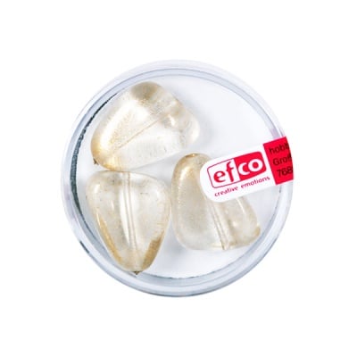 Стъклени перли, металик, 20x14 mm, 3 бр., прозрачно-златисти