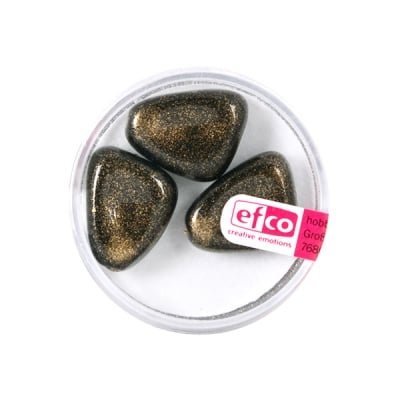 Стъклени перли, металик, 20x14 mm, 3 бр., златисто черни