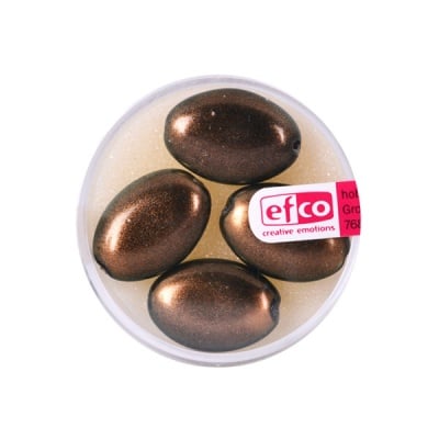 Стъклени перли, металик, 20x14 mm, 4 бр., медни