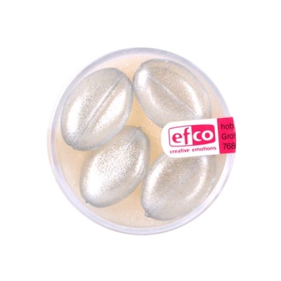 Стъклени перли, металик, 20x14 mm, 4 бр., прозрачно-сребристи