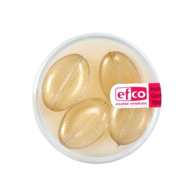 Стъклени перли, металик, 20x14 mm, 4 бр., прозрачно-златисти