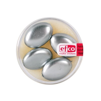 Стъклени перли, металик, 20x14 mm, 4 бр., сребристи