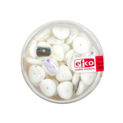 Стъклени перли Nuggets, 4x9 mm, 30 бр., бели AB