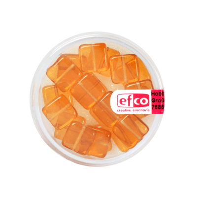 Стъклени перли, плосък квадрат, 9 mm, 20 бр., топаз