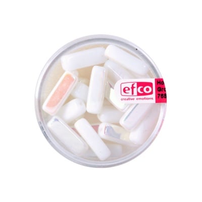 Стъклени перли плосък правоъгълник, 15 x 5 mm, 20 бр., бели AB