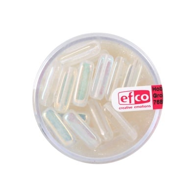 Стъклени перли плосък правоъгълник, 15 x 5 mm, 20 бр., прозрачни AB