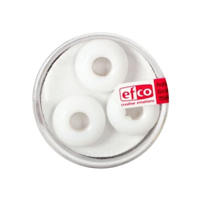 Стъклени перли Ring, широк отвор, 11x17 mm, 3 бр., бели