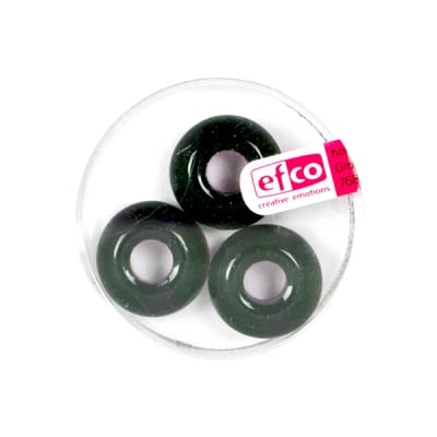 Стъклени перли Ring, широк отвор, 11x17 mm, 3 бр., черни