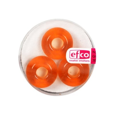 Стъклени перли Ring, широк отвор, 11x17 mm, 3 бр., оранжеви