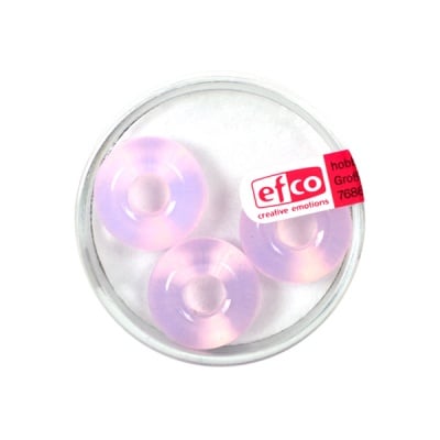 Стъклени перли Ring, широк отвор, 11x17 mm, 3 бр., светлорозов опал