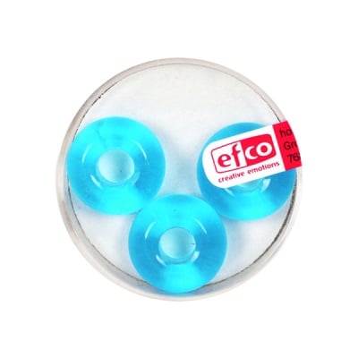 Стъклени перли Ring, широк отвор, 11x17 mm, 3 бр., светлосини