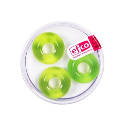 Стъклени перли Ring, широк отвор, 11x17 mm, 3 бр., светлозелени