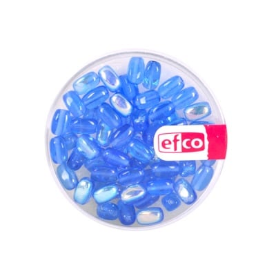 Стъклени перли с овална форма, 6x4 mm, 60 бр., сини AB