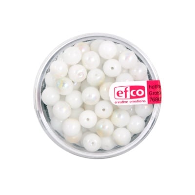 Стъклени перли сфера, 6 mm, 50 бр., бели AB