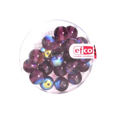 Стъклени перли сфера, 8 mm, 20 бр., лилави AB