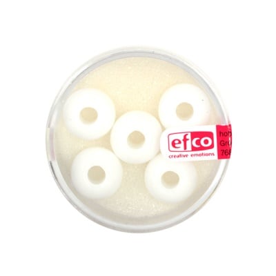 Стъклени перли, широк отвор, 12 mm, 5 бр., бели, непрозрачни