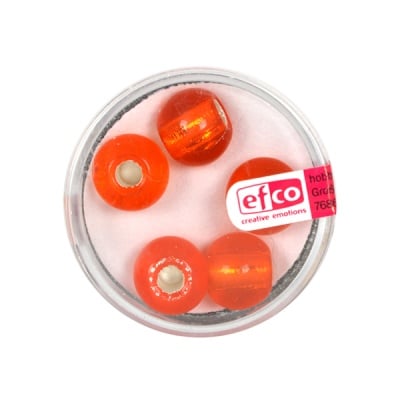 Стъклени перли, широк отвор, 12 mm, 5 бр., сребристо оранжеви