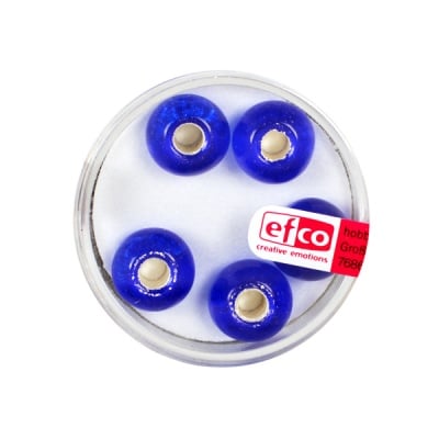 Стъклени перли, широк отвор, 12 mm, 5 бр., сребристо сини