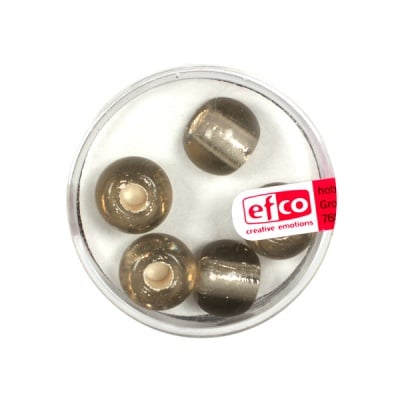 Стъклени перли, широк отвор, 12 mm, 5 бр., сребристо сиво