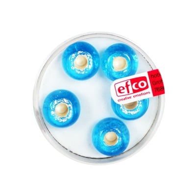 Стъклени перли, широк отвор, 12 mm, 5 бр., сребристо светлосини