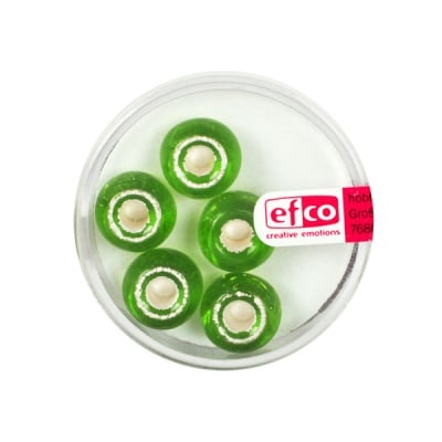 Стъклени перли, широк отвор, 12 mm, 5 бр., сребристо светлозелено