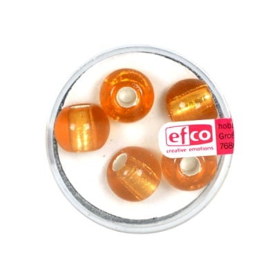 Стъклени перли, широк отвор, 12 mm, 5 бр., топаз, сребристи