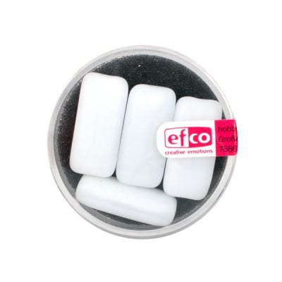 Стъклени перли Silky, правоъгълник, 22x10 mm, 4 бр., бял мат