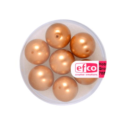 Стъклени восъчни перли, 12 mm, 7 бр., цвят - коняк