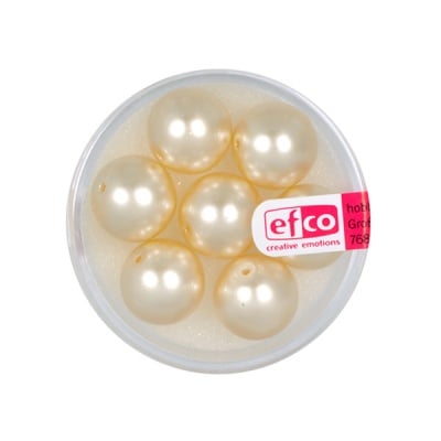 Стъклени восъчни перли, 12 mm, 7 бр., екрю