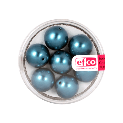 Стъклени восъчни перли, 12 mm, 7 бр., синьо-зелени