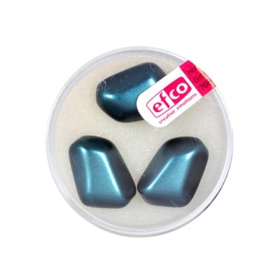 Стъклени восъчни перли, 18x13 mm, 3 бр., синьо зелени