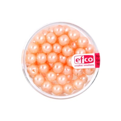 Стъклени восъчни перли, ф 6 mm, 60 бр., цвят - сьомга