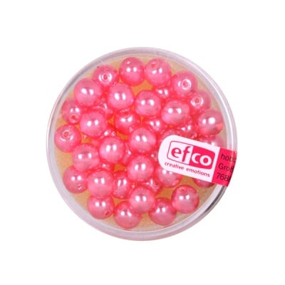 Стъклени восъчни перли, гланц, 6 mm, 40 бр., розови