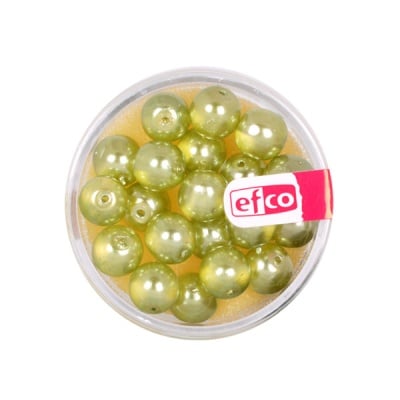 Стъклени восъчни перли, гланц, 8 mm, 20 бр., светлозелени