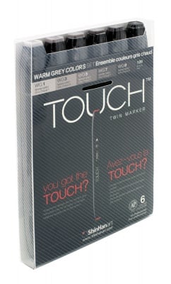 Комплект маркери TOUCH TWIN, 6 бр., топли степени на сиво