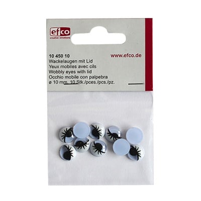 Трептящи очички - копчета, с клепачи, ф 10 mm, 10 броя