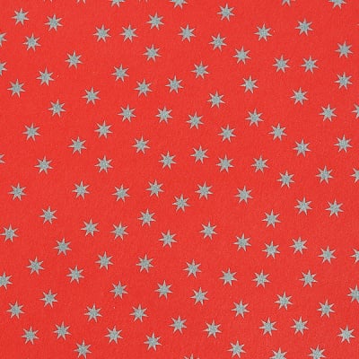 Варио картон, 300 g/m2, 50 x 70 cm, 1л, червен със сребърни звезди