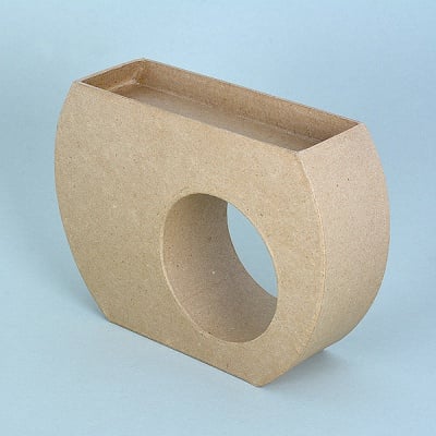 Ваза от папие маше с кръгъл прозорец, 20 x 12 x 5 cm