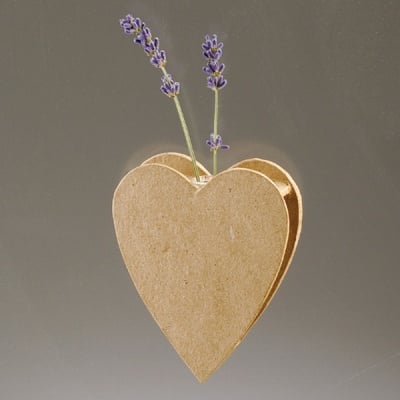 Ваза от папие маше във форма на сърце със стъклена вложка, 10,5 x 8,3 x 2,5 cm, 2 бр.