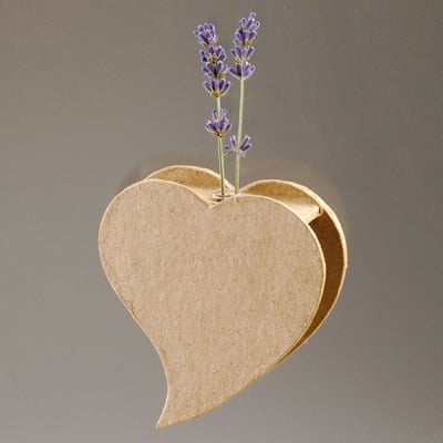 Ваза от папие маше във форма на сърце със стъклена вложка, 10,5 x 8,5 x 2,5 cm, 2 бр.