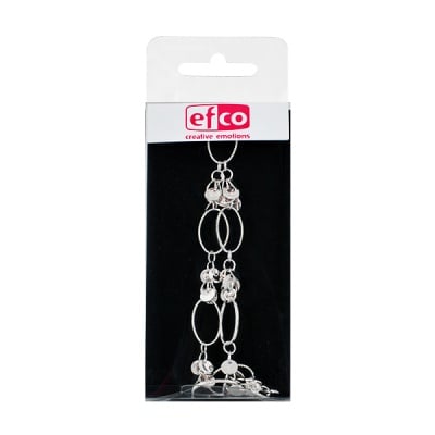 Верижка за бижу, овал / халка, 25 cm, 1 бр., посребрена