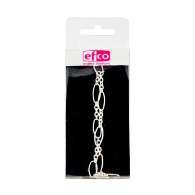 Верижка за бижу с овални елементи, 25 cm, 1 бр., посребрена